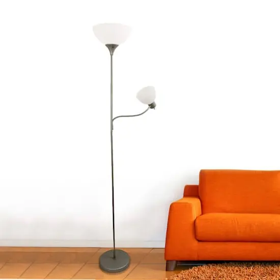 Simple Designs 71.5" Floor Lamp with Reading Light Silver {6}