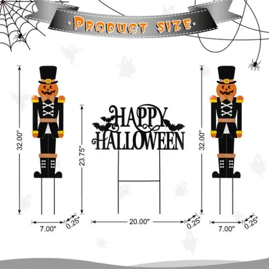 Glitzhome&reg; 32"H Halloween Metal Nutcracker and HAPPY HALLOWEEN Yard Stake Set {9}