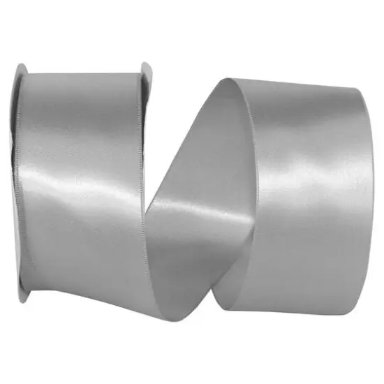 JAM Paper 2.25" x 50yd. Double Face Satin Allure Ribbon Shell Gray {1}
