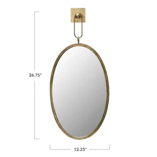Hello Honey&reg; Antique Gold Oval Metal Wall Mirror with Bracket {6}