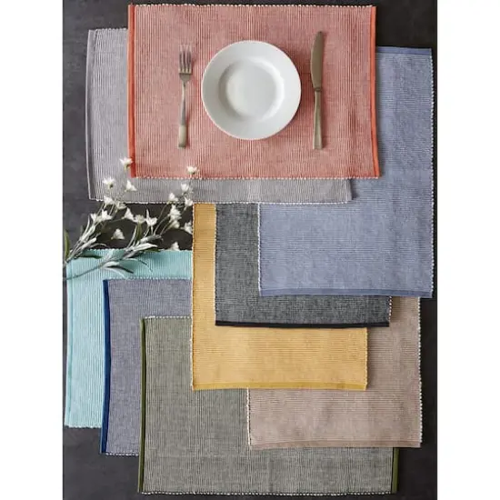 DII&reg; 2-Tone Ribbed Placemats, 6ct. Stone and white {11}