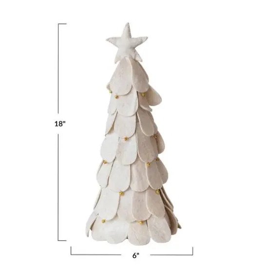 Hello Honey&reg; 18" Handmade Wool Felt Christmas Tree with Star & Gold Jingle Bells {4}