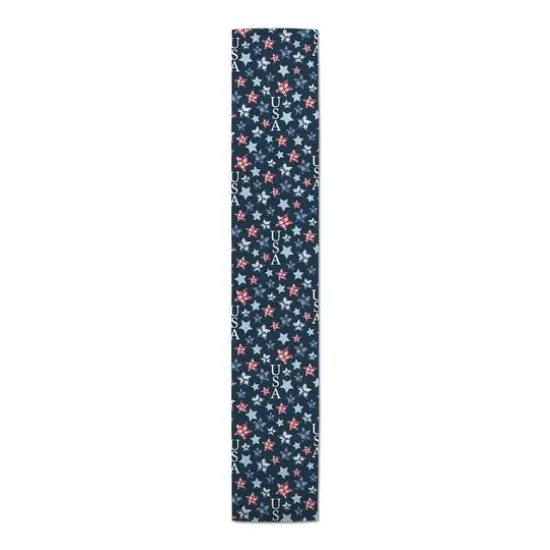 90" Floral Stars Pattern Cotton Twill Table Runner {4}