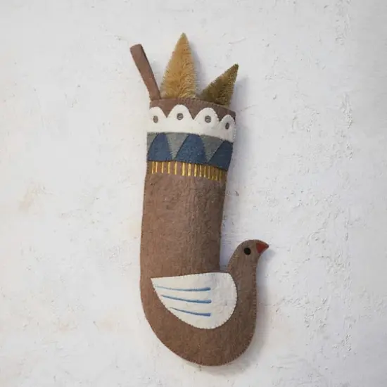 Hello Honey&reg; 18" Wool Felt Dove Shaped Stocking with Applique & Embroidery {3}