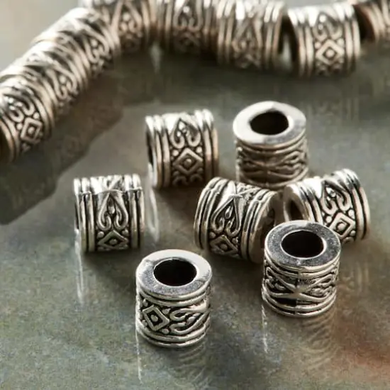 Silver Heart Pattern Metal Rondelle Beads, 8mm by Bead Landing&trade; {3}