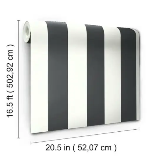 RoomMates Awning Stripe Peel & Stick Wallpaper Black {9}
