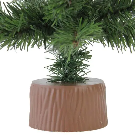 18" Unlit Mini Canadian Pine Medium Artificial Christmas Tree with Faux Wood Base {5}