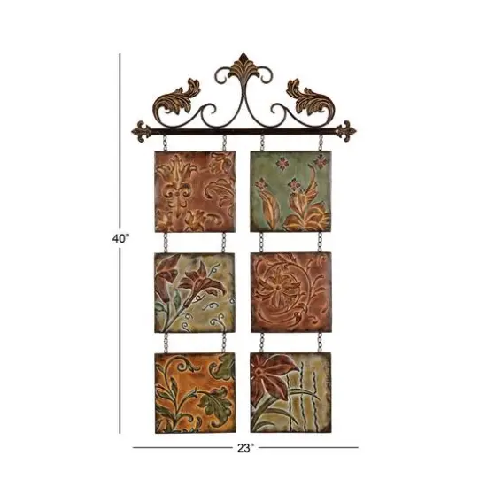 Brown Wrought Iron Traditional Floral Wall Decor {8}