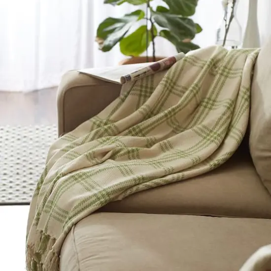 DII&reg; Antique Green Modern Farmhouse Plaid Throw {8}