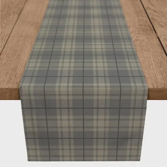 72" Dark Gray Plaid Cotton Twill Runner {3}