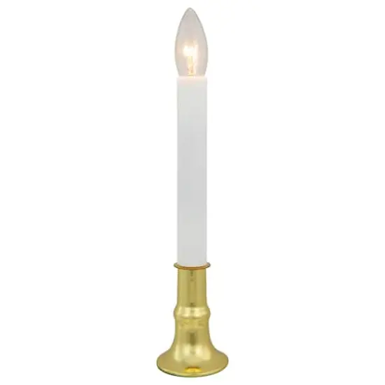 9" White & Gold Christmas Candle Lamp with Timer {5}