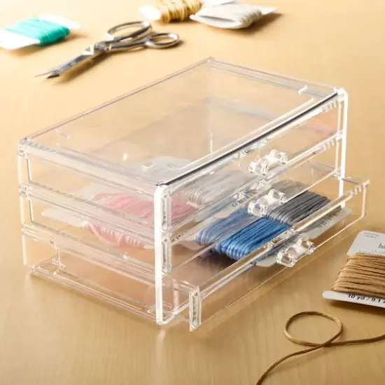 Cecilia Tech 9.5" Clear Stackable 3 Slim Drawer Jewelry Box {3}