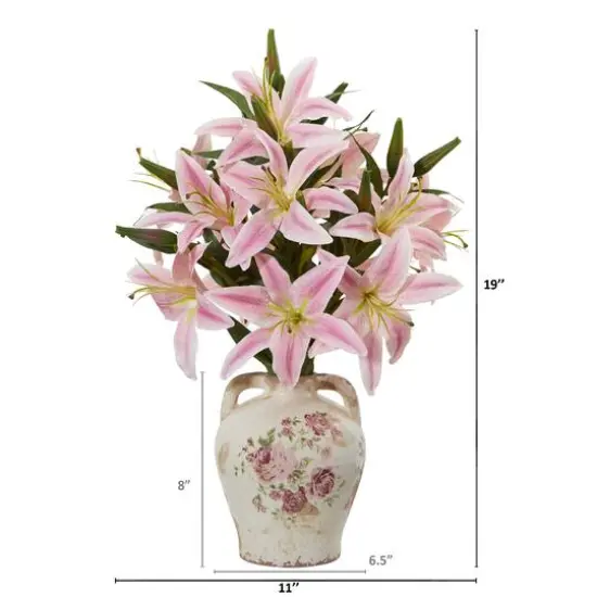 Lily Artificial Arrangement in Floral Jar {3}