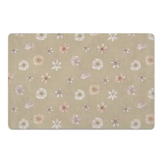 Florals Floor Mat Tan {1}