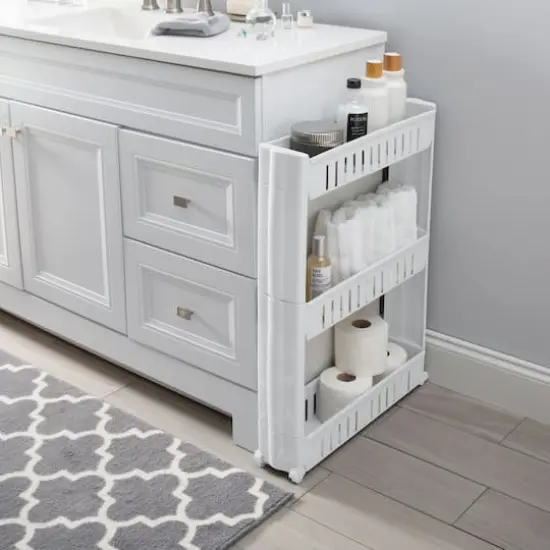 Simplify White 3-Tier Slim Slide Out Storage Cart {5}