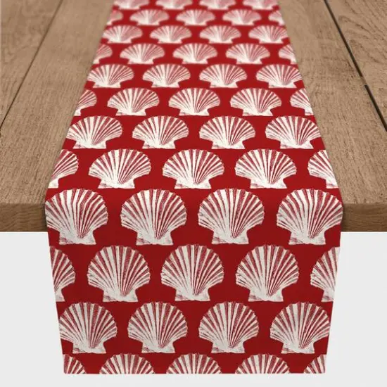 Shells Indoor/Outdoor Table Runner Shells On Red {4}