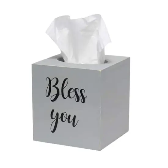 Elegant Designs Bless You Tissue Box Cover Gray Wash {6}