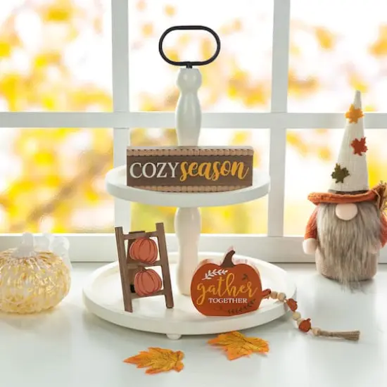 Glitzhome&reg; Fall Wood Word Signs Table D&eacute;cor Set {4}