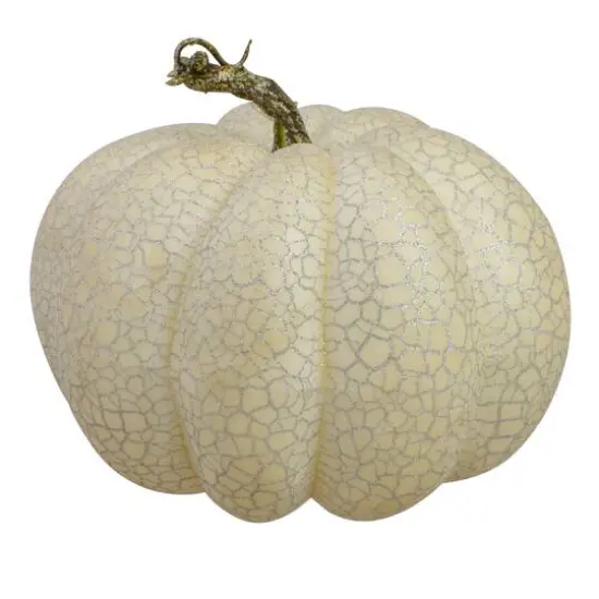 7" White & Black Fall Harvest Tabletop Pumpkin Set {5}