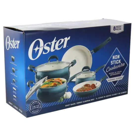 Oster Corbett 8-Piece Blue Nonstick Aluminum Cookware Set {10}