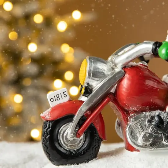 Glitzhome&reg; 11.75" Santa with Motorcycle Table D&eacute;cor {5}