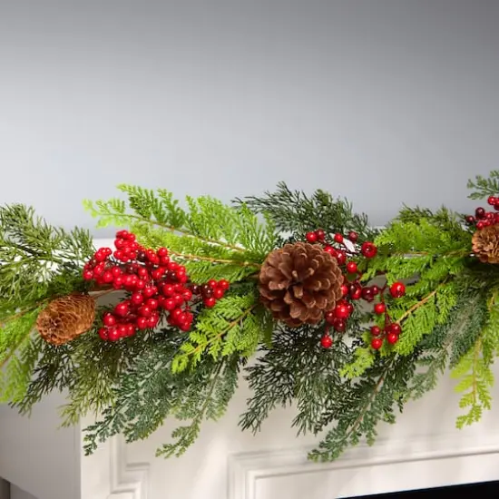 5ft. Christmas Joy Pinecone & Pine Leaf & Berry Garland {3}