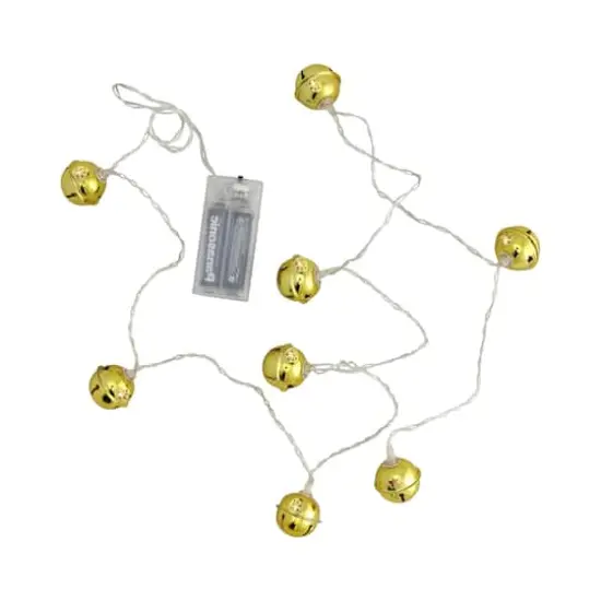 8ct. Gold LED Jingle Bell Christmas Lights {4}