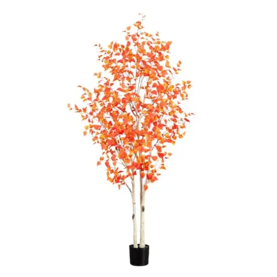 8ft. Potted Artificial Autumn Birch Tree {1}