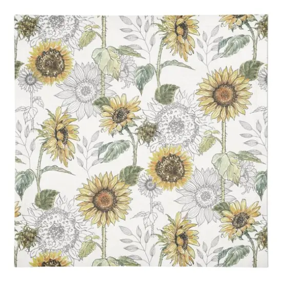 Sunflower Pattern Cotton Twill Napkin White {1}