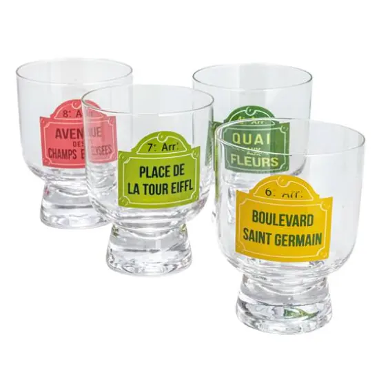 Hello Honey&reg; 10oz. Parisian Street Sign Footed Drinking Glass, 12ct. {6}