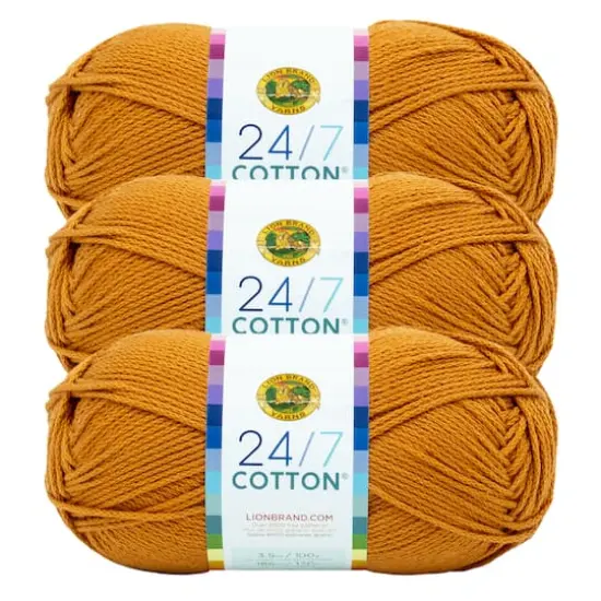 3 Pack Lion Brand&reg; 24/7 Cotton&reg; Yarn Amber {1}
