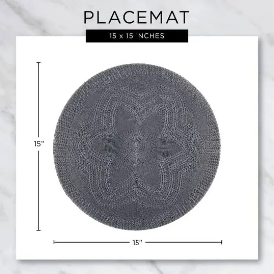 DII&reg; Round Fringed Placemats, 6ct. Stone {6}