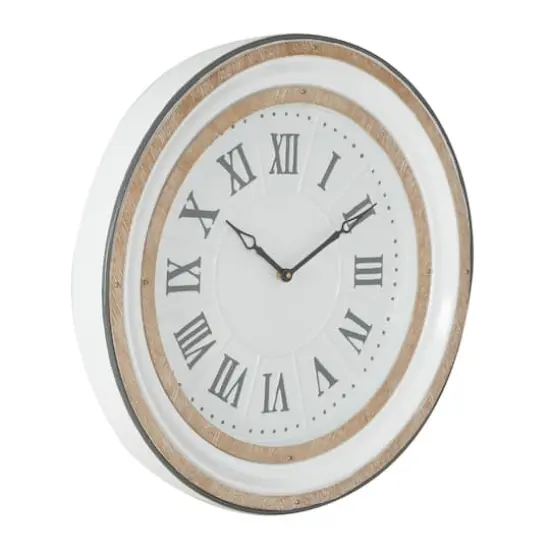 White Farmhouse Metal Wall Clock, 24" x 24" {3}