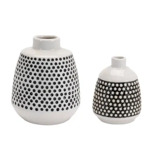 Black & White Bubbled Ceramic Bud Vase Set {1}