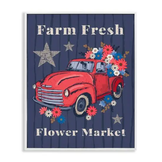 Stupell Industries Farm Fresh Patriotic Market Framed Giclee Art White {1}