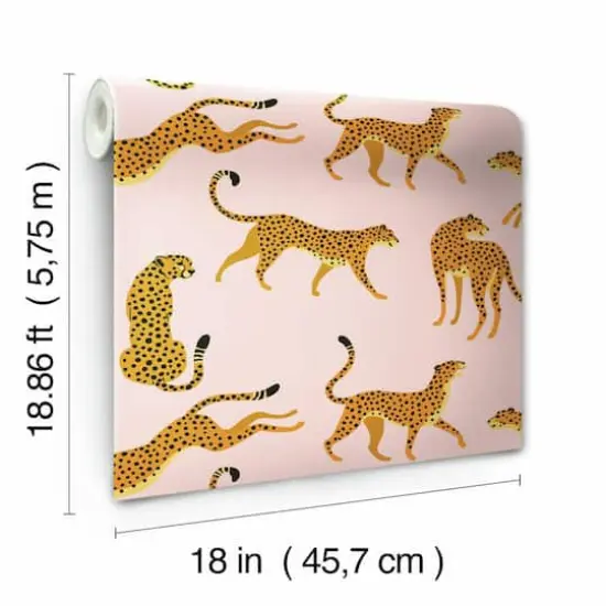 RoomMates Cheetah Cheetah Peel & Stick Wallpaper Pink/Orange {8}