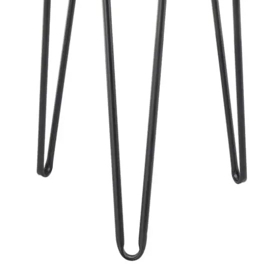 Black Metal Handmade Accent Table with Rattan Tabletop Set {6}