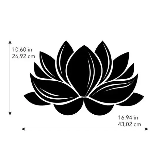 RoomMates Black Line Art Lotus Peel & Stick Giant Wall Decal Set {5}