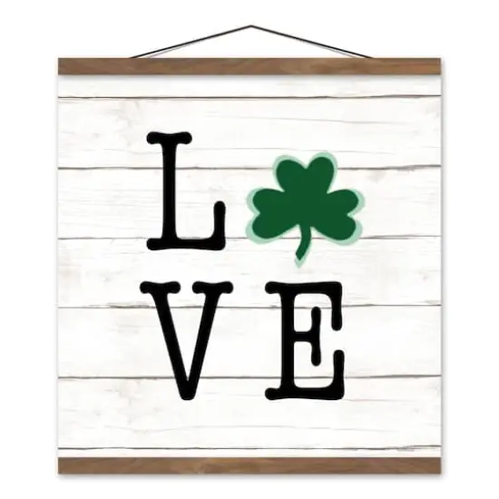 Shamrock Love Shiplap Hanging Canvas 16" x 16" Teak Hanging Canvas {1}