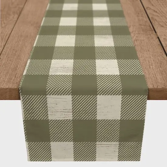 72" Green Buffalo Check Cotton Twill Runner {1}