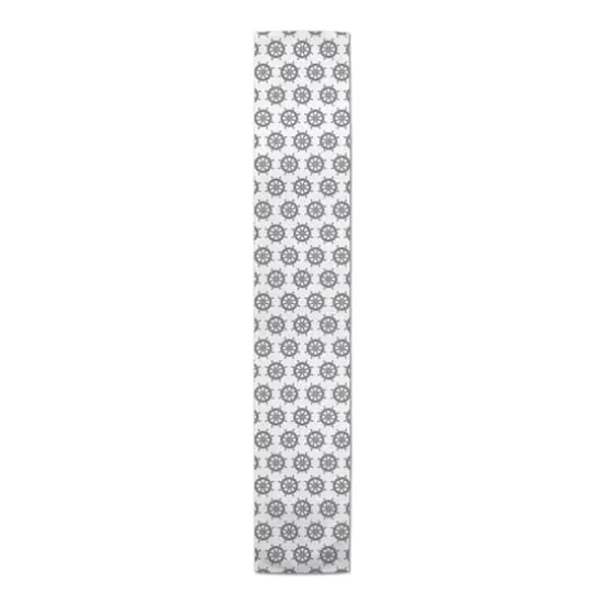 Captain's Wheel Indoor/Outdoor Table Runner Gray on White {1}