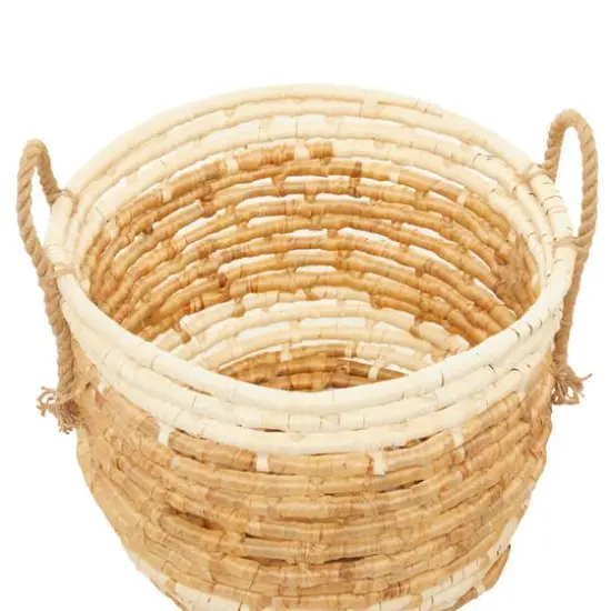 Round Beige Contemporary Sea Grass Storage Basket Set {6}