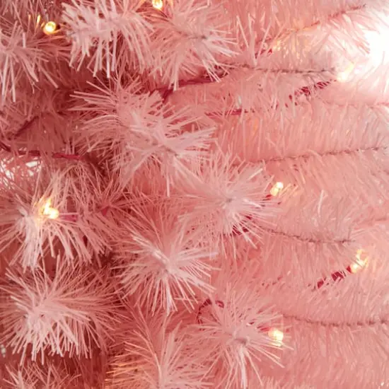 3ft. Pre-Lit Pink Artificial Christmas Tree, Warm White LED Lights {5}