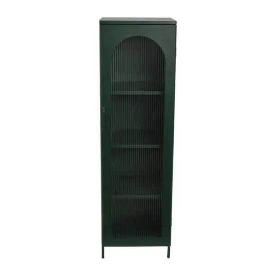 Hello Honey&reg; Solstice 5ft. Tall Metal Accent Cabinet with Arched Glass Door Dark Green {10}