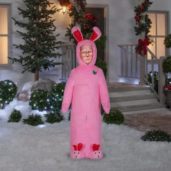 6ft. Photorealistic Airblown&reg; Inflatable Mixed Media Ralphie with Pink Fuzzy Plush Bunny Suit {5}