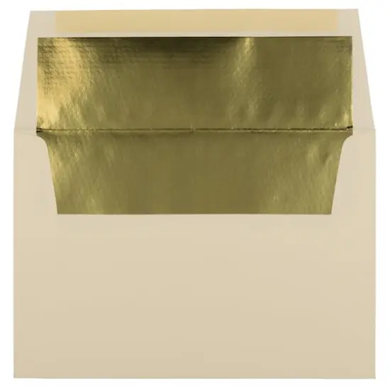 JAM Paper A8 Foil Lined Invitation Envelopes, 50ct. Ecru with Gold Foil {1}