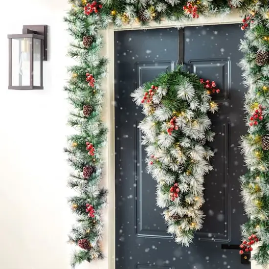 Glitzhome&reg; 3ft. Pre-Lit Pinecones & Berries Artificial Christmas Teardrop Swag {3}