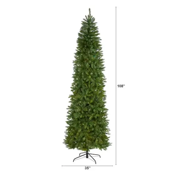 9ft. Unlit Slim Green Mountain Pine Artificial Christmas Tree {3}