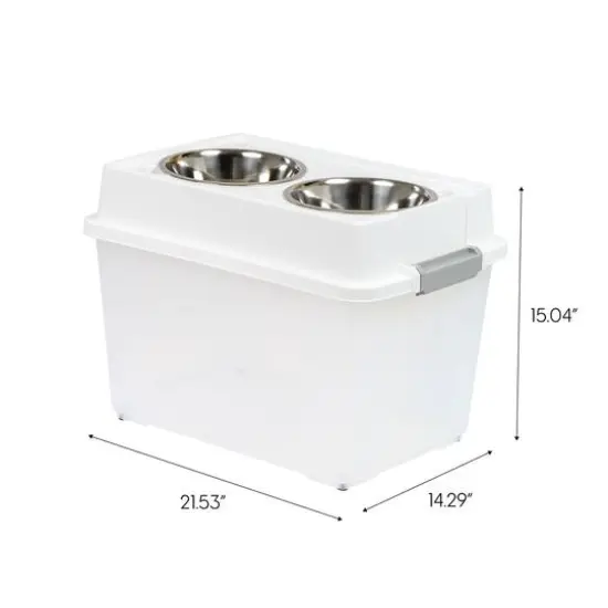 IRIS Clear, White, Gray 45qt. Airtight Elevated Feeder Storage Container {4}