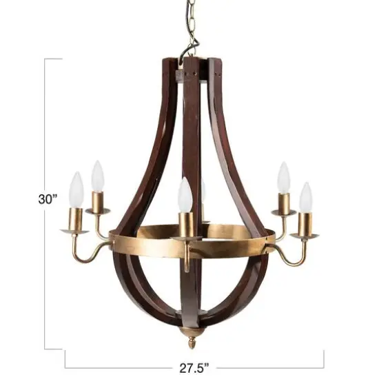 Hello Honey&reg; 30'' Gold Wood & Metal Chandelier {8}